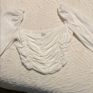 Wilfred White Ruched Long Sleeve Blouse